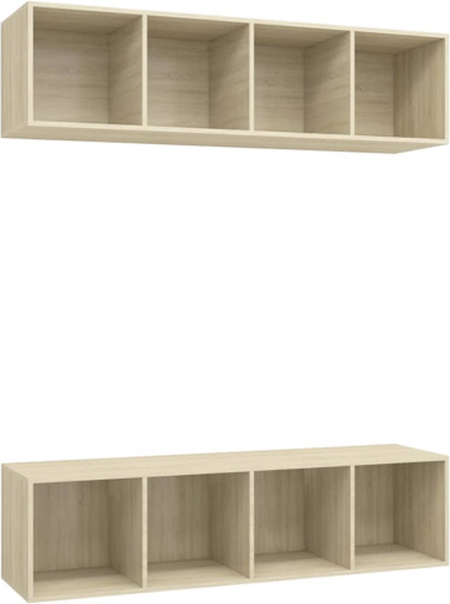 vidaXL - Tv-wandmeubelen - 2 - st - bewerkt - hout - sonoma - eikenkleurig