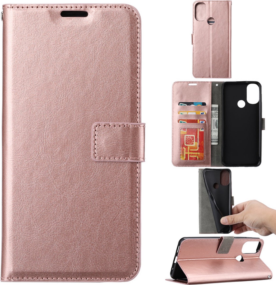 Bookcase Geschikt voor: Motorola Edge 30 Pro - Rosé Goud - portemonnee hoesje
