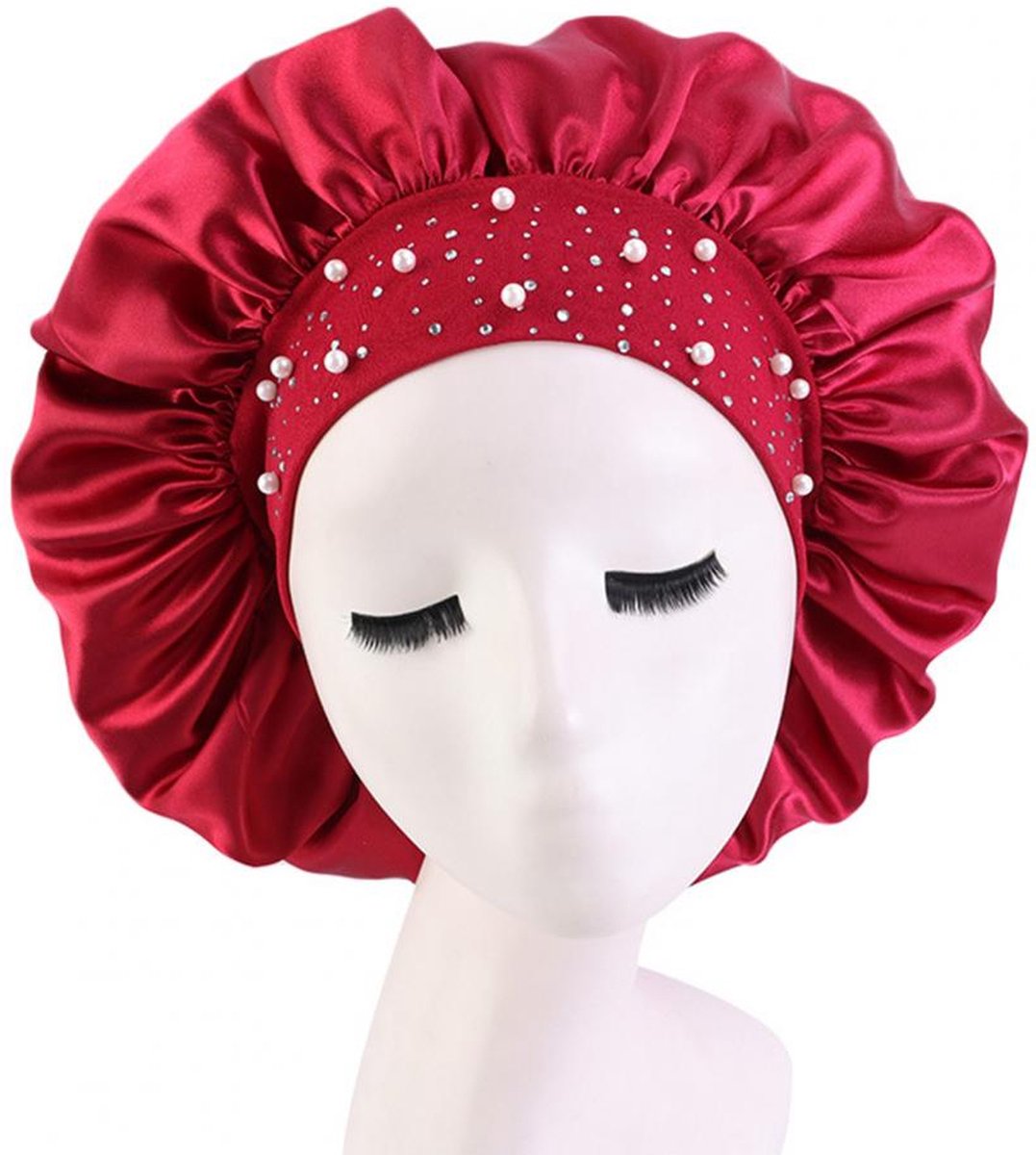 Luxe Satijnen Bonnet - Rood - Hair Bonnet- Slaapmuts- Assortiment 'Het Gemak'