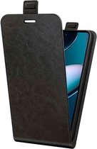 Motorola Edge 30 Flipcase (omlaag) hoesje - Just in Case - Effen Zwart - Kunstleer