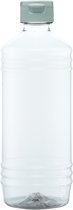 Lege Plastic Fles 500 ml PET transparant - met witte ribbeldop - set van 10 stuks - Navulbaar - Leeg