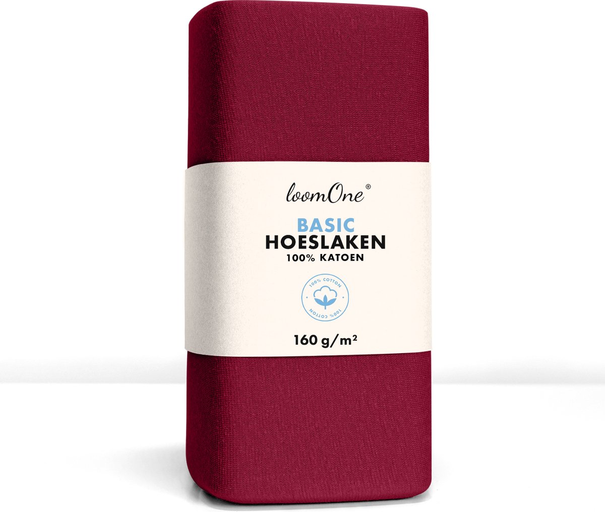 Loom One Hoeslaken – 100% Jersey Katoen – 100x220 cm – tot 35cm matrasdikte– 160 g/m² – Wijnrood