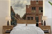 Behang - Fotobehang Het straatje - Johannes Vermeer - Breedte 280 cm x hoogte 280 cm