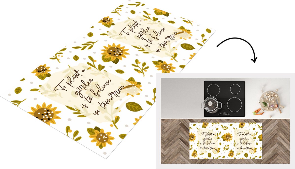 KitchenYeah Keukenloper - Loper keuken - Quotes - Spreuken - To plant a garden is to believe in tomorrow - 120x60 cm - Keukenloper vinyl Multicolor