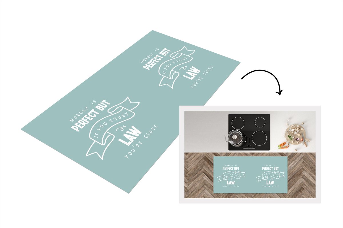 KitchenYeah Keukenloper - Loper keuken - Quotes - Studeren - Rechten - 120x60 cm - Keukenloper vinyl Multicolor
