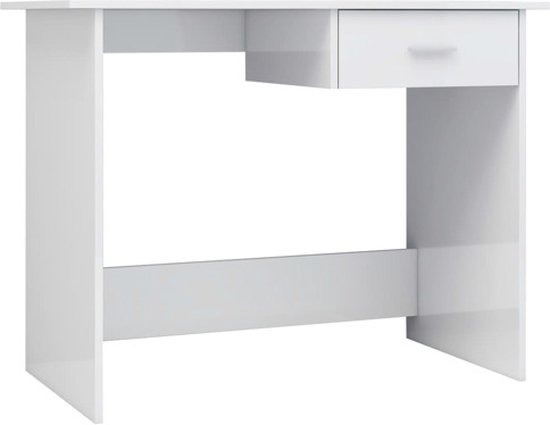 vidaXL - Bureau - 100x50x76 - cm - bewerkt - hout - hoogglans - wit