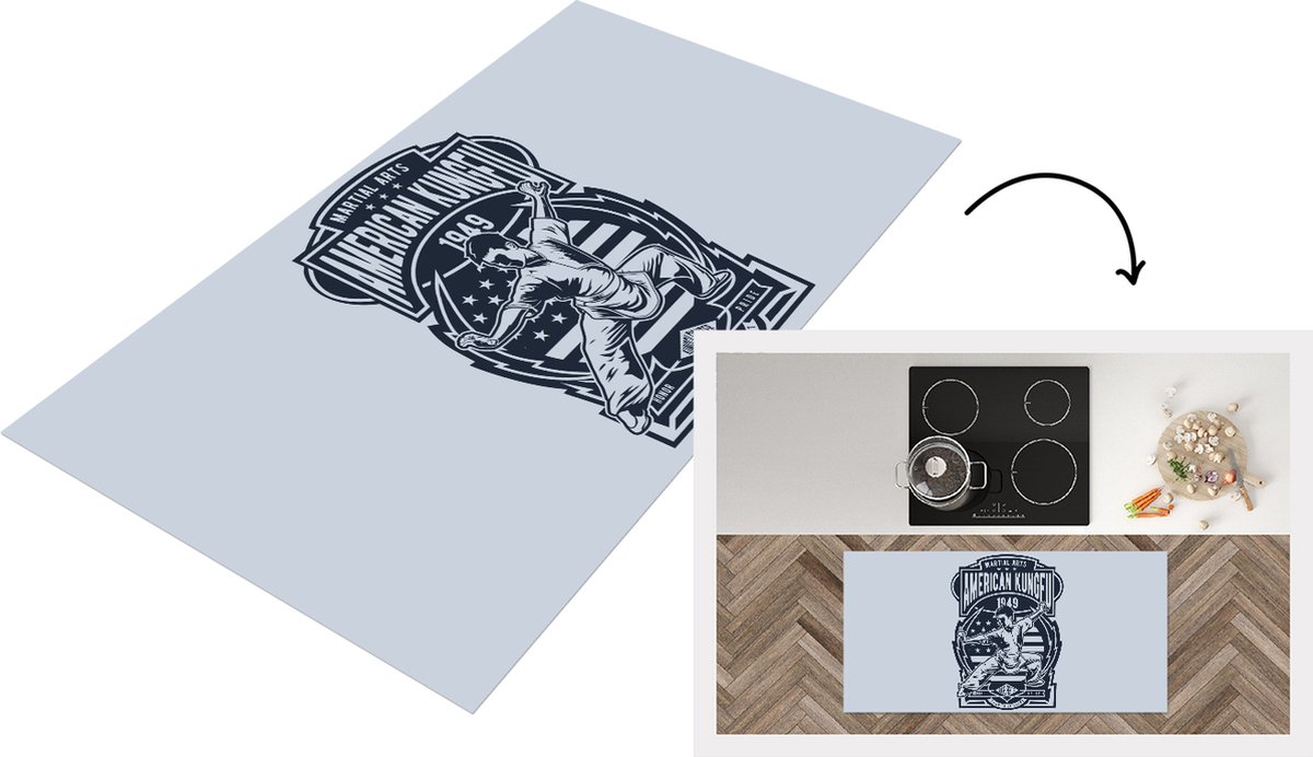 KitchenYeah Keukenloper - Loper keuken - Sport - Vechtsport - Amerika - Vintage - 120x60 cm - Keukenloper vinyl Multicolor