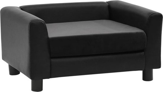 vidaXL - Hondenbank - 60x43x30 - cm - pluche - en - kunstleer - zwart
