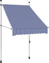 Auvent extensible manuellement 100 cm rayures bleues et blanches