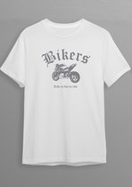 Naked Bike | Bikershirt | Wit T-shirt | Zilvere opdruk | XL