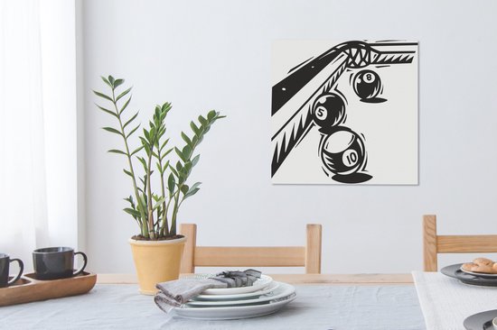 Une illustration de trois boules sur la table de billard sur toile 50x50 cm - Tirage photo sur toile (Décoration murale salon / chambre)