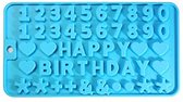 Letter vorm - Mal voor happy birthday letters en cijfers - Voor chocolade - praline - krijt of zeep - Siliconen - Blauw
