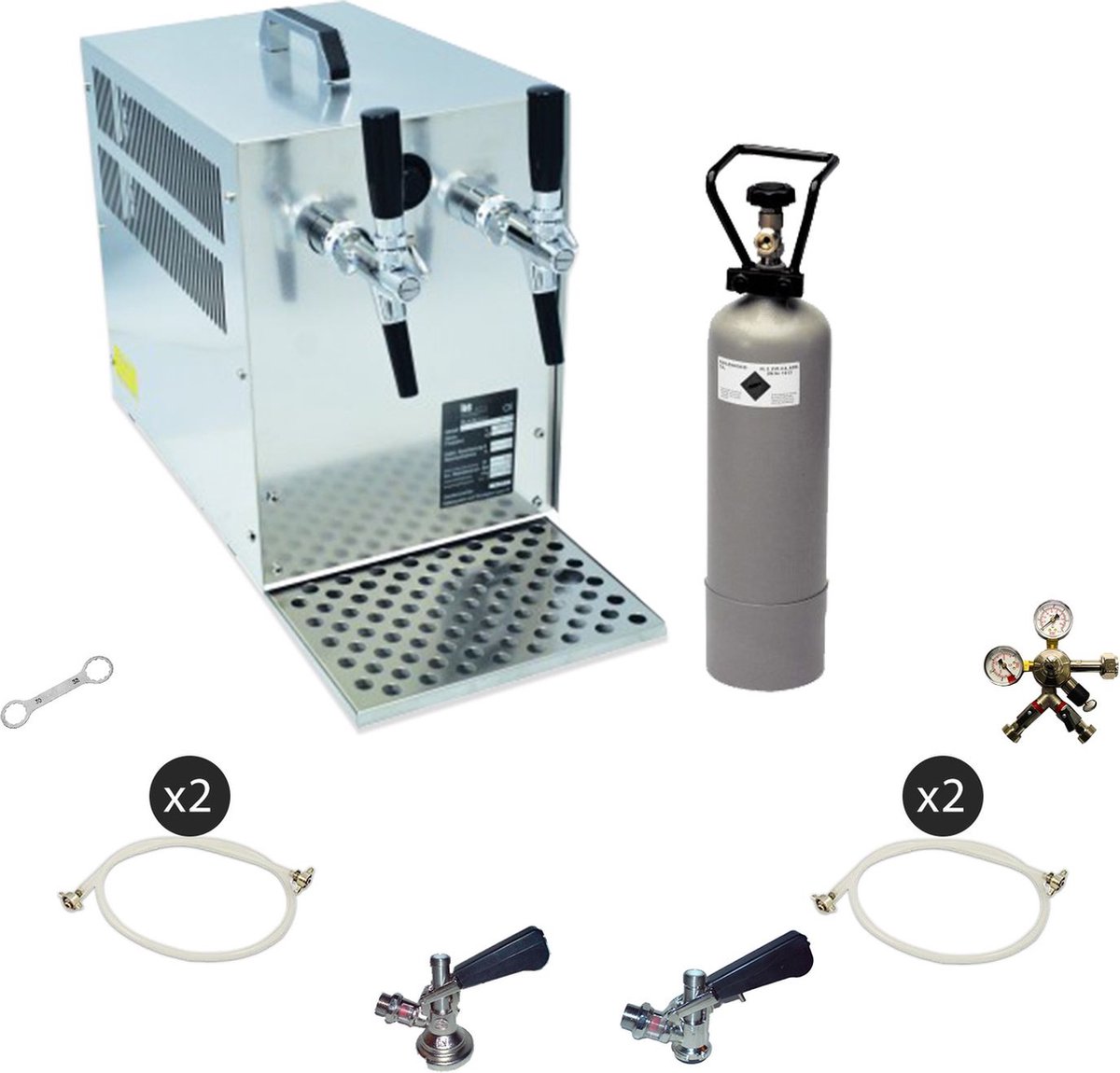 Complete set - biertap - 2-kraans - 60 liter/u - Biertap, Beertender, Thuistap, Bierkoeler, Type G