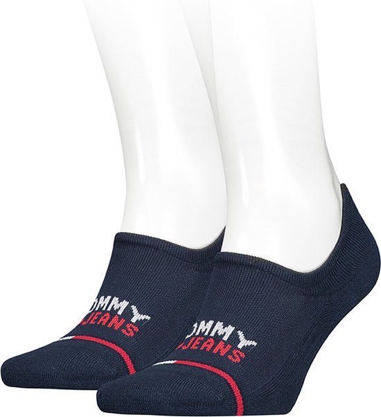Tommy Hilfiger tommy jeans logo high cut footies 2P blauw - 39-42