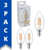 ProLong LED Filament Lamp Kaars E14 - Helder glas - 4.5W (40W) - Warm wit - 3 Kaarslampen