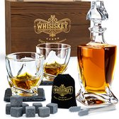 Whisiskey Whiskey Karaf - Whiskey Glazen - Luxe Whiskey Karaf Set - Decanteer Set - Whisky Set - Incl. 2 Twisted Glazen - Peaky Blinders - Cadeau voor Man & Vrouw
