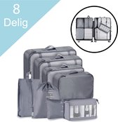 VoordeelShop Packing Cubes Set 8-delig - Kleding organizer set voor koffer en backpack - Bagage organizers - Grijs