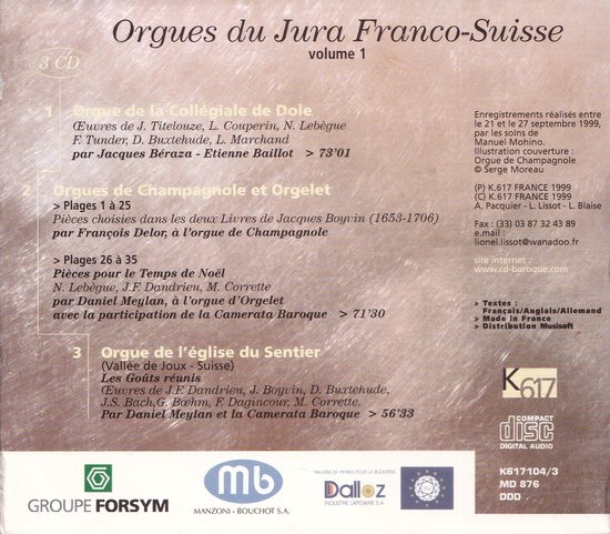 Orgues du Jura FrancoSuisse 1 Etienne Baillot, Jacques Béraza