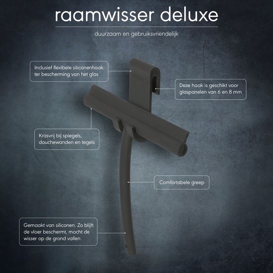 Sealskin Deluxe - Raamwisser inclusief flexibele glashaak - Zwart - Sealskin