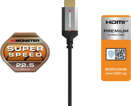 Monster Essentials - HDMI Kabel - UHD / 4K HDR / 22.5GBPS - 3,60m | bol
