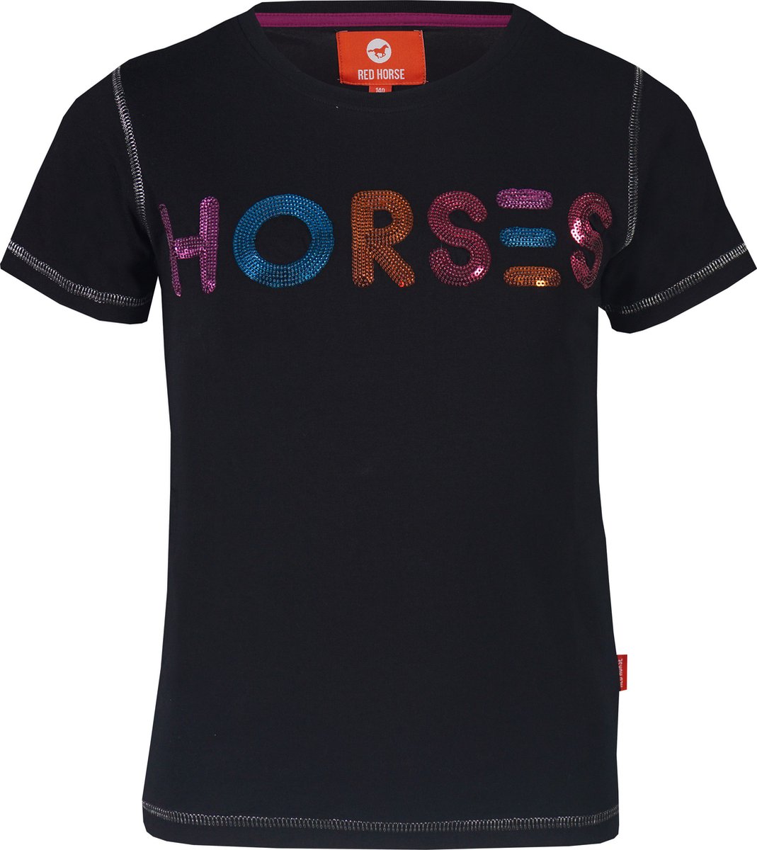 Red Horse - T-shirt Luxor - Zwart - 140