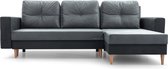 InspireMe - Canapé d'angle avec fonction de couchage et espace de rangement pour le salon, Chaise longue pouvant être montée des deux côtés - 232x137x84 cm - CARL Grijs + Gris foncé