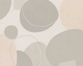 RETRO BEHANG | Cirkels - beige creme grijs zilver - A.S. Création Geo Effect