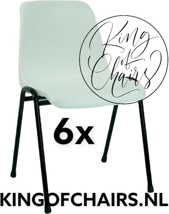 King of Chairs -set van 6- model KoC Daniëlle wit met zwart onderstel. Kantinestoel stapelstoel kuipstoel vergaderstoel tuinstoel kantine stoel stapel stoel kantinestoelen stapelstoelen kuipstoelen De Valk 3360 keukenstoel schoolstoel eetkamerstoel