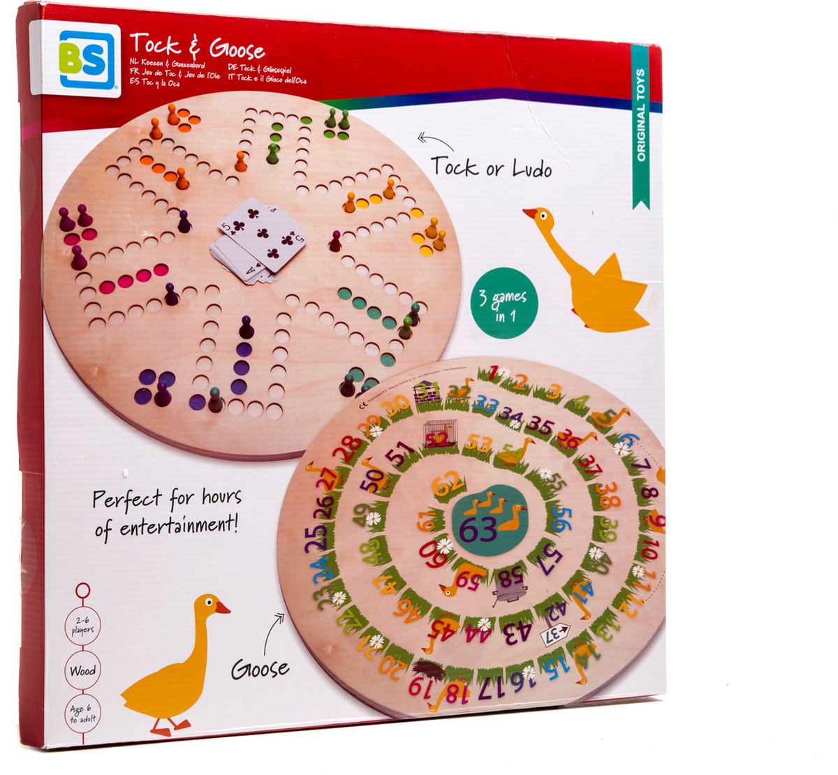 BS Toys 3-in-1 Bordspel - Keezenspel, Ganzenbord en Ludo - Speelgoed vanaf 6 Jaar - 2 tot 6 Spelers