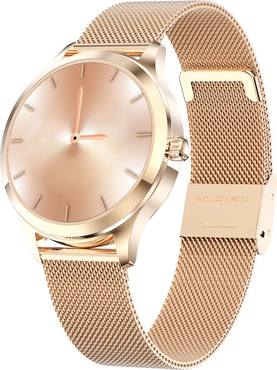 Luxe Smartwatch Dames Rosé Goud - Watch geschikt voor iOS, Android & HarmonyOS toestellen - Avalue®