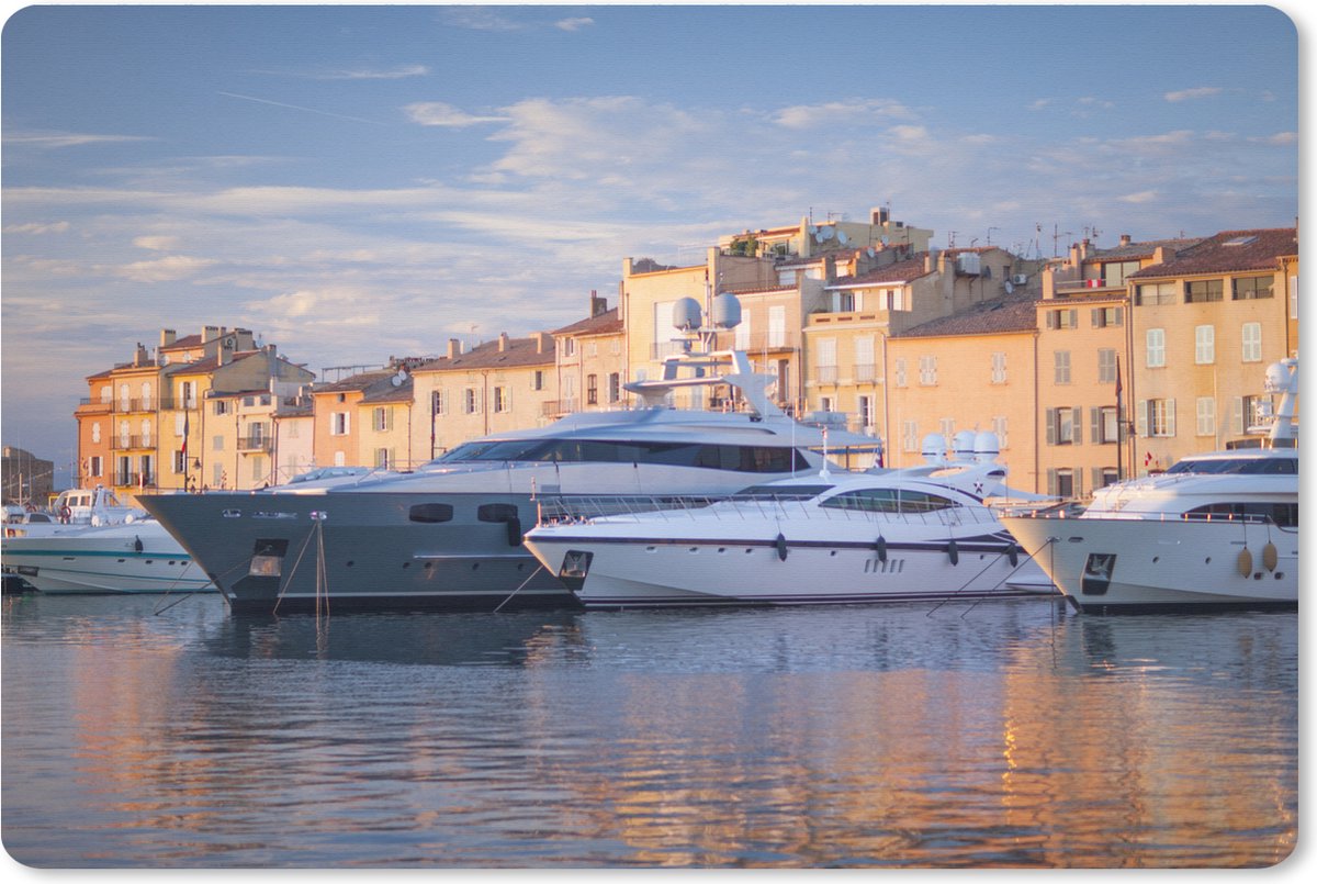 Muismat XXL 120x80 cm - Bureau onderlegger - Bureau mat Grote jachten in de haven van Saint-Tropez in Frankrijk - Bureaumat - Gaming mousepad xl - Bureaulegger groot - Computer deskmat