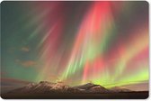 Muismat XXL - Bureau onderlegger - Bureau mat - Noorderlicht - Groen - Roze - Berg - 120x80 cm - XXL muismat