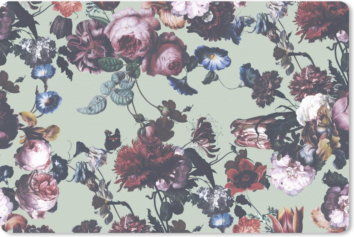 Muismat XXL 120x80 cm - Bureau onderlegger - Bureau mat Bloemen - Lente - Rozen - Bureaumat - Gaming mousepad xl - Bureaulegger groot - Computer deskmat