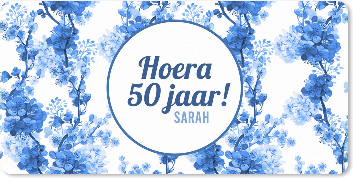 Muismat XXL 90x45 cm - Bureau onderlegger - Bureau mat Verjaardag - 50 Jaar - Sarah - Bureaumat - Gaming mousepad xl - Bureaulegger groot - Computer deskmat