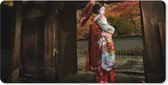 Muismat XXL - Bureau onderlegger - Bureau mat - Geisha bij Gion in Japan - 120x60 cm - XXL muismat