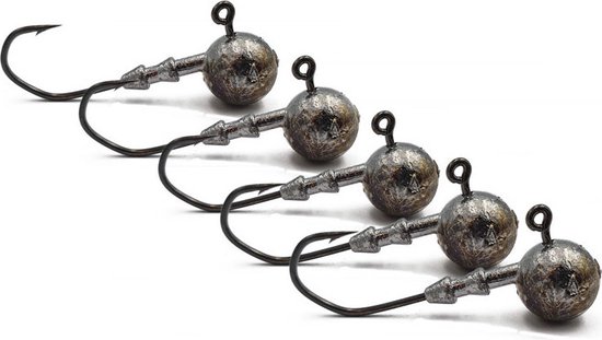 Tête Plombée - 6g - Hameçons Taille 1/ 0 - 5 Pièces - Tête Plomb pour Pêche des Carnassiers - pour Leurres Shads & Leurres Souples