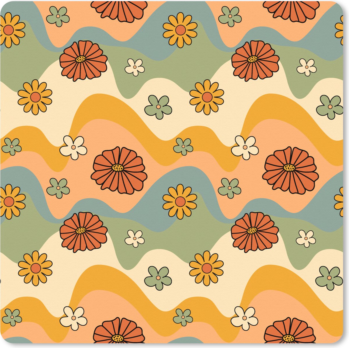 Muismat XXL 40x40 cm - Bureau onderlegger - Bureau mat Patronen - Bloemen - Vintage - Bureaumat - Gaming mousepad xl - Bureaulegger groot - Computer deskmat