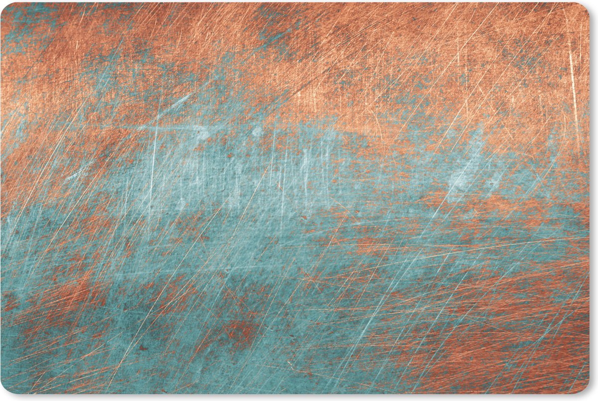 Muismat XXL 90x60 cm - Bureau onderlegger - Bureau mat Metaal - Roest print - Brons - Blauw - Abstract - Structuur - Bureaumat - Gaming mousepad xl - Bureaulegger groot - Computer deskmat