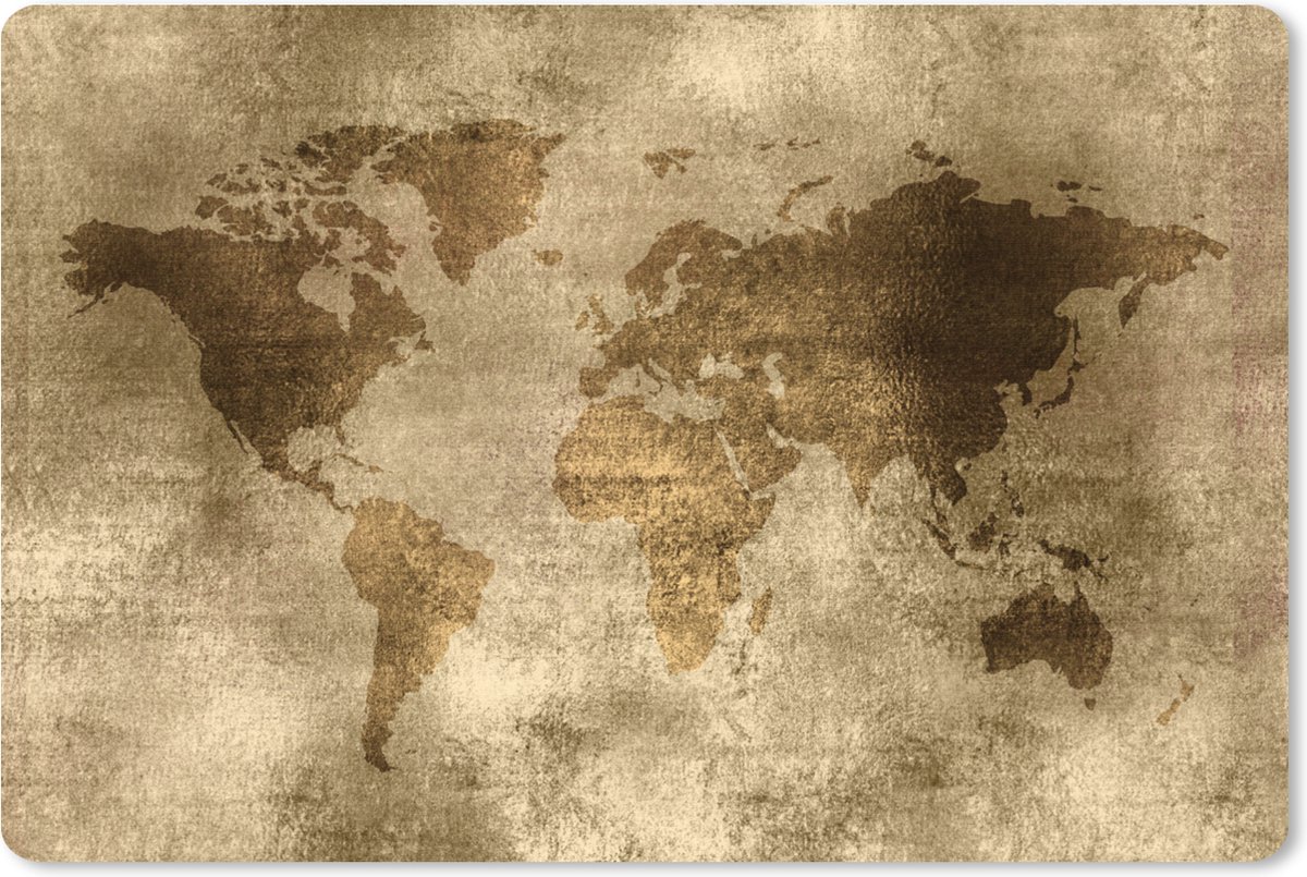 Muismat XXL 90x60 cm - Bureau onderlegger - Bureau mat Wereldkaart - Antiek - Bruin - Bureaumat - Gaming mousepad xl - Bureaulegger groot - Computer deskmat