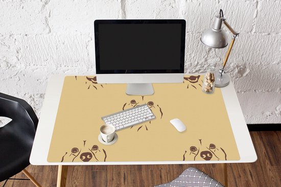 Muismat XXL 120x80 cm - Bureau onderlegger - Bureau mat Hond - Vintage - Patroon - Jongens - Bureaumat - Gaming mousepad xl - Bureaulegger groot - Computer deskmat