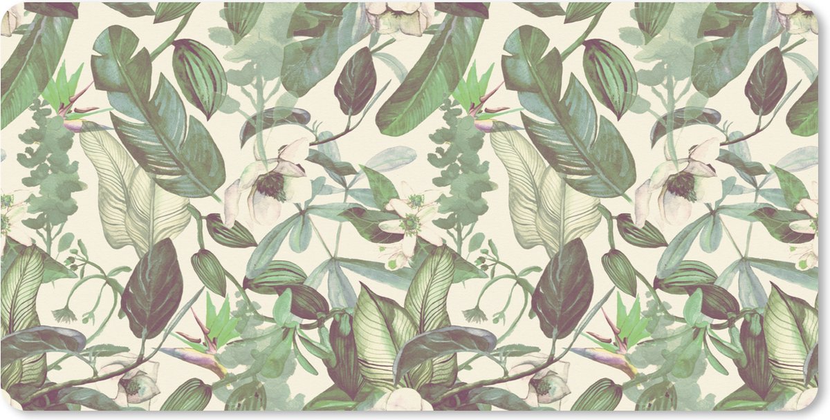 Muismat XXL 90x45 cm - Bureau onderlegger - Bureau mat Flora - Jungle - Vintage - Patronen - Bureaumat - Gaming mousepad xl - Bureaulegger groot - Computer deskmat