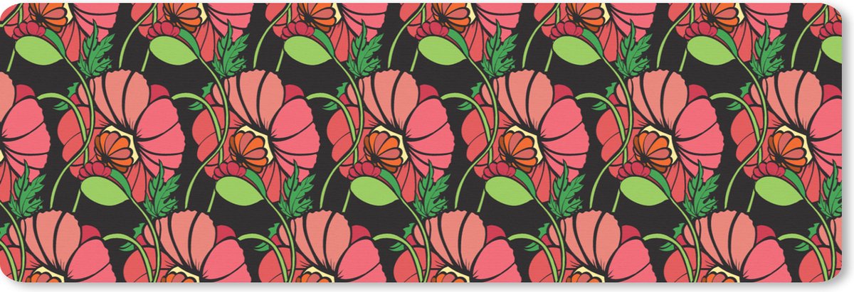 Muismat XXL 90x30 cm - Bureau onderlegger - Bureau mat Bloemen - Natuur - Roze - Patroon - Bureaumat - Gaming mousepad xl - Bureaulegger groot - Computer deskmat