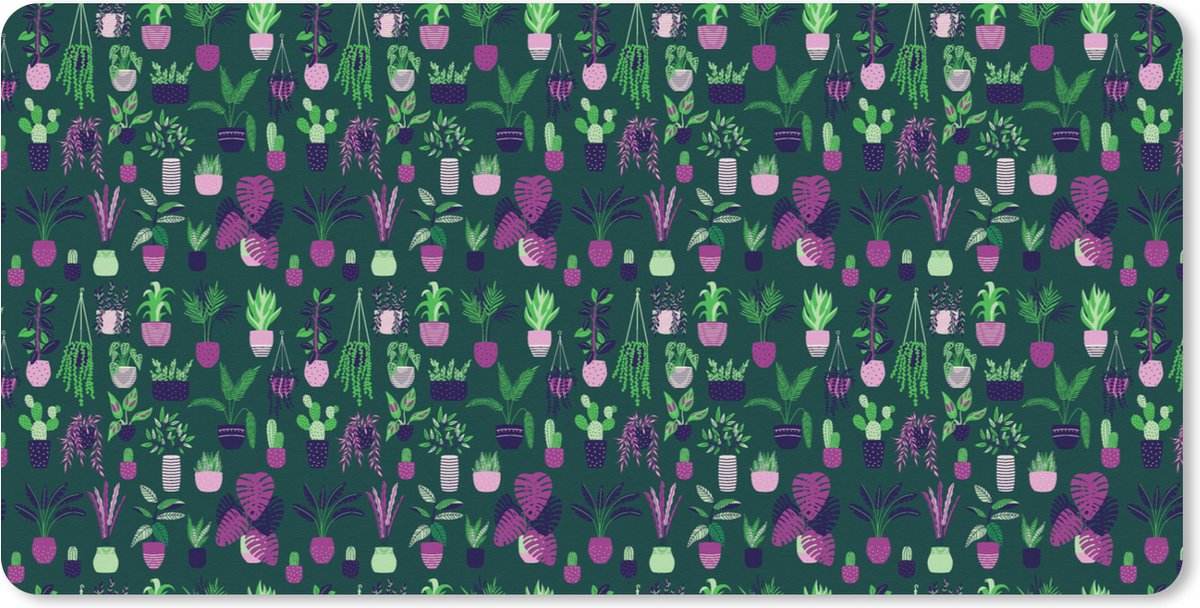 Muismat XXL 90x45 cm - Bureau onderlegger - Bureau mat Planten - Patronen - Cactus - Bureaumat - Gaming mousepad xl - Bureaulegger groot - Computer deskmat