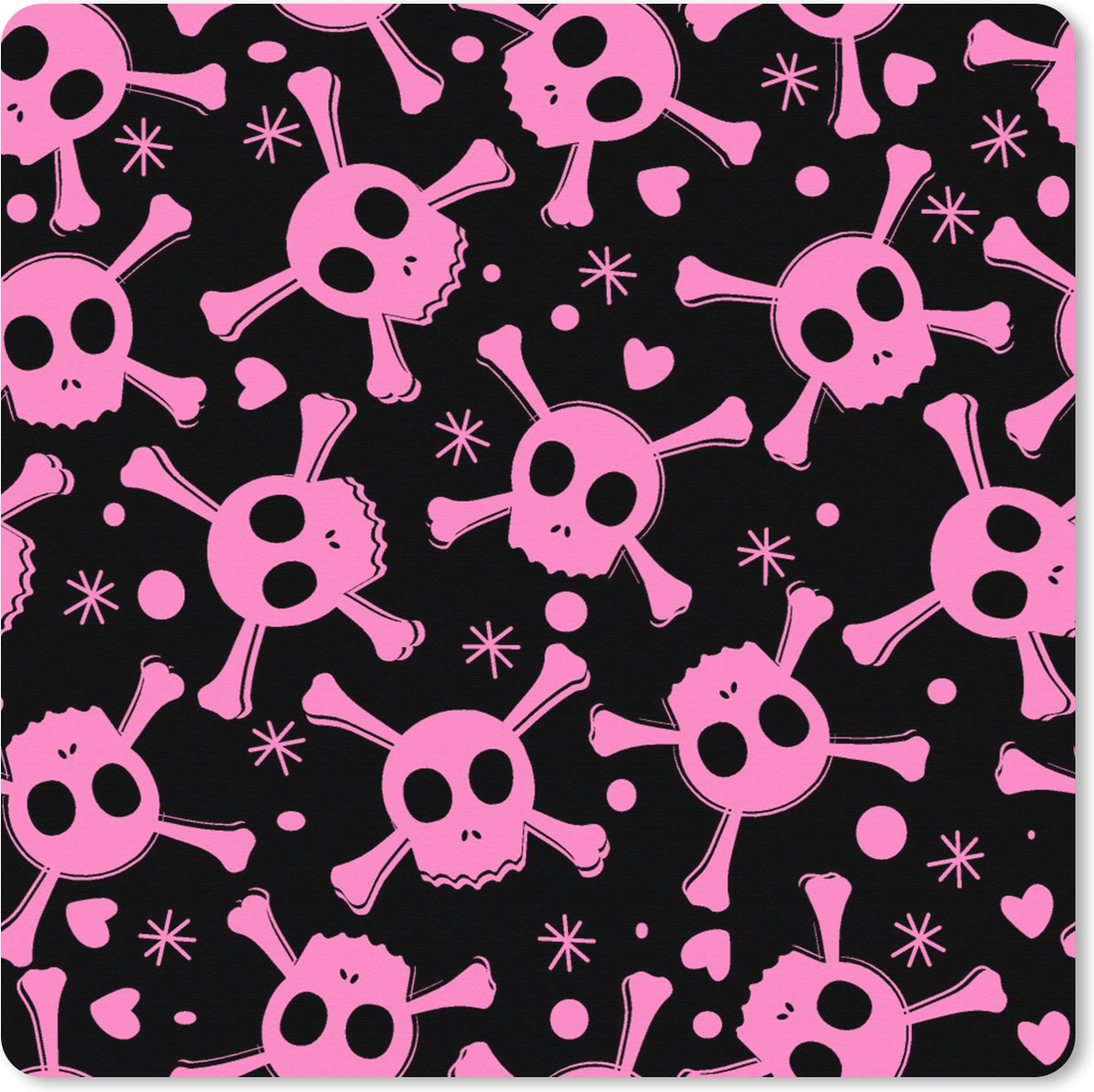 Muismat XXL 40x40 cm - Bureau onderlegger - Bureau mat Meisje - Piraten - Roze - Patronen - Girl - Kind - Kinderen - Bureaumat - Gaming mousepad xl - Bureaulegger groot - Computer deskmat
