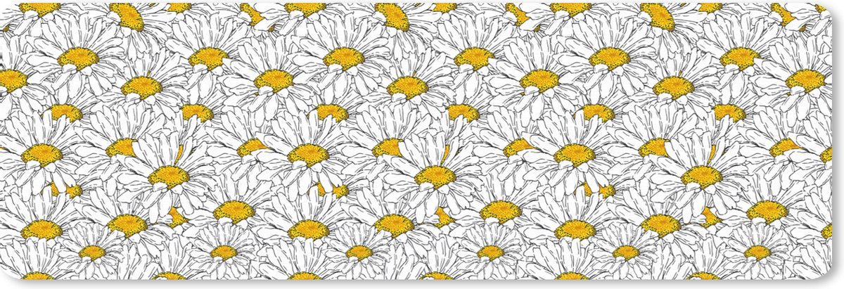 Muismat XXL 90x30 cm - Bureau onderlegger - Bureau mat Bloemen - Wit - Lente - Patronen - Bureaumat - Gaming mousepad xl - Bureaulegger groot - Computer deskmat