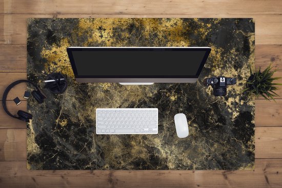 Tapis de souris XXL - Sous-main - Tapis de bureau - Or - Zwart - Abstrait - 120x80 cm - Tapis de souris XXL