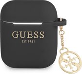 Guess Charms Silicone Case voor Apple Airpods 1 & 2 - Zwart