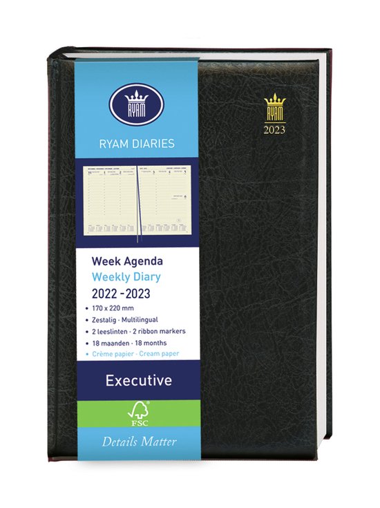 Agenda Ryam Executive Cr 6T Mundior 18 maanden Zwart