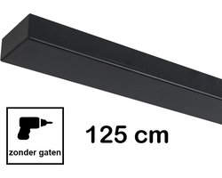 Plafondplaat 125 x 8 cm - Plafondbalk - zonder gaten - incl. 5x trekontlasters - zwart