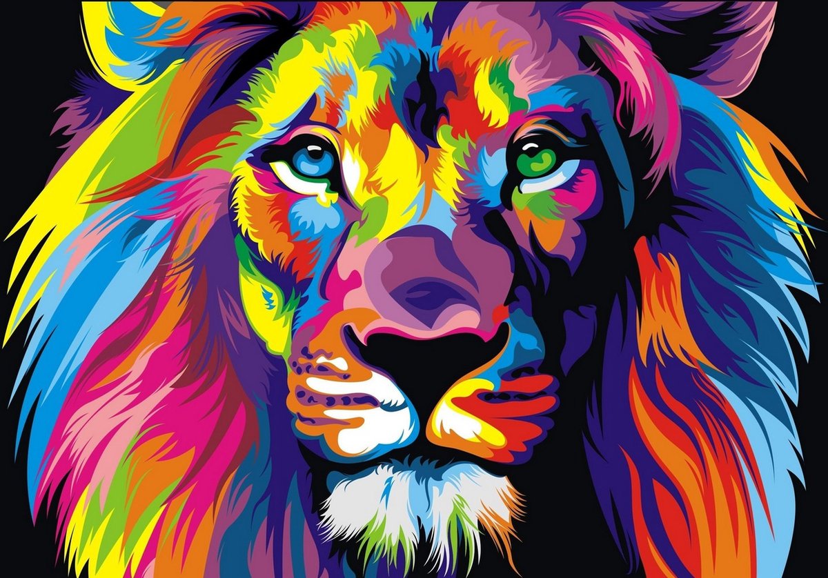 Banksy Rainbow Lion, Regenboog Leeuw Canvas Print